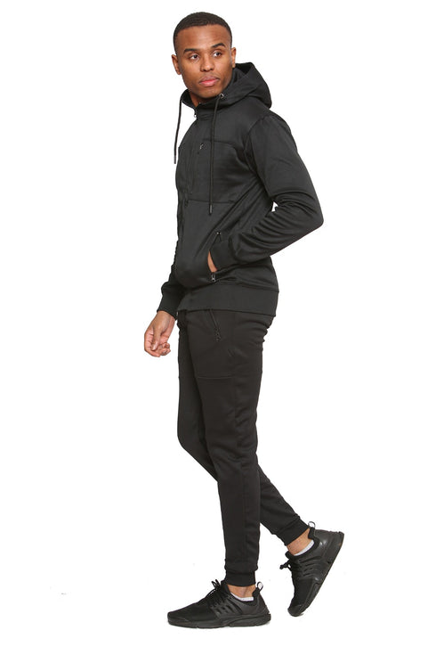 Men Plain Zipper Hoodie Warm Tracksuit